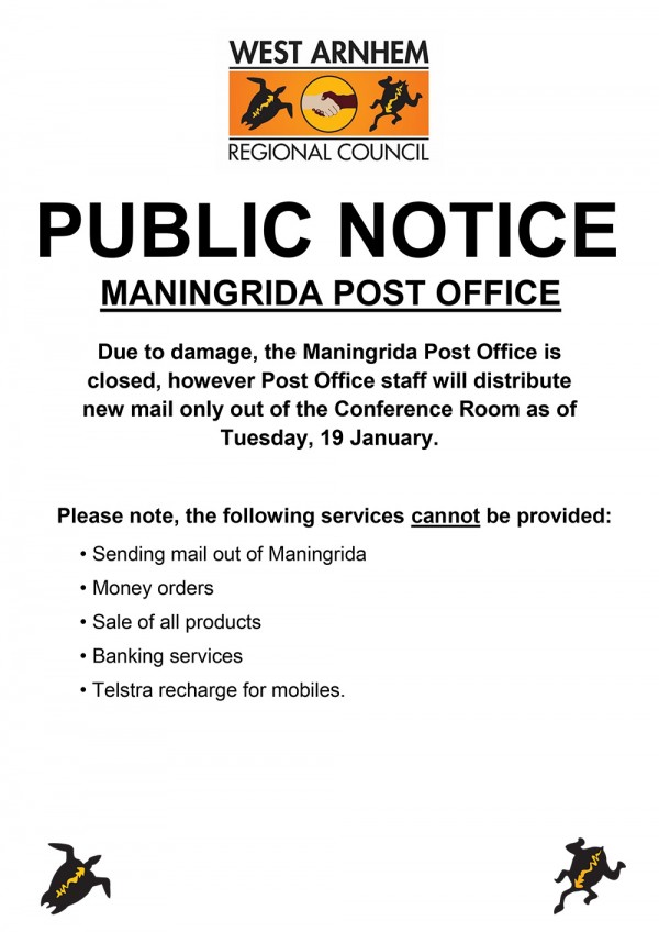 UPDATE - Maningrida Post Office | West Arnhem Regional Council