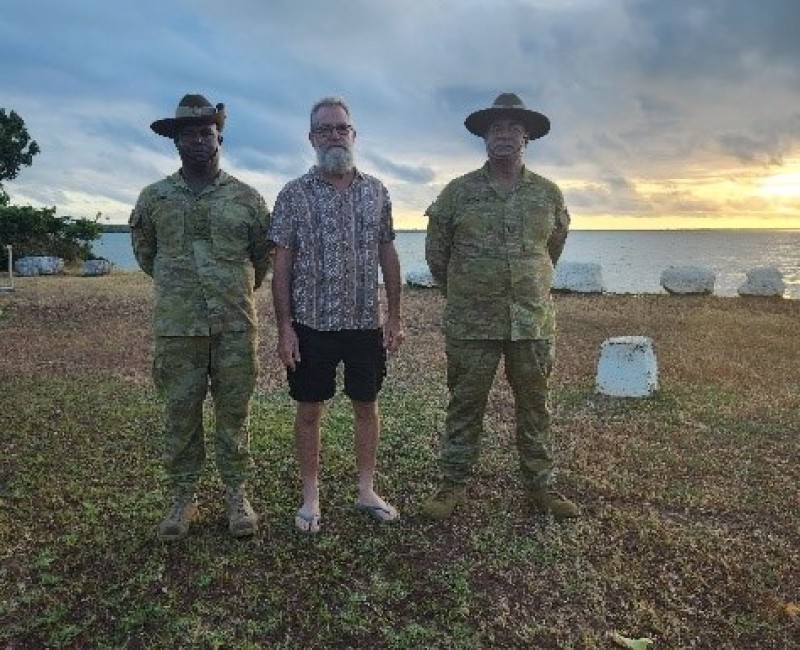 Warruwi Anzac Day Service 2024 - three people near the water
