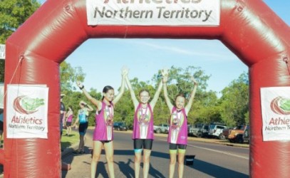 Children at the finish of the Kakadu triathlon 