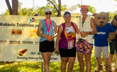 Kakadu residents promoting the Kakadu Triathlon 