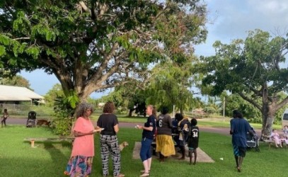People celebrating Australia Day in Minjilang 