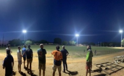 Maningrida oval lights - people viewing the finished project