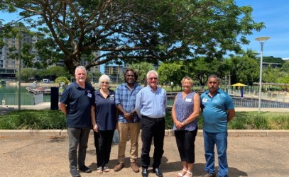 LAGANT board members smiling at the camera.  The images is taken at the Darwin Waterfront.