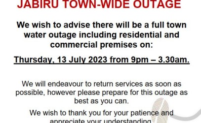 Public notice - water outage Jabiru