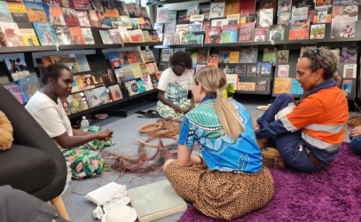 A group of women celebrating International Women's Day in Jabiru Library 