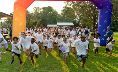 Children excited for the start of the colour fun run