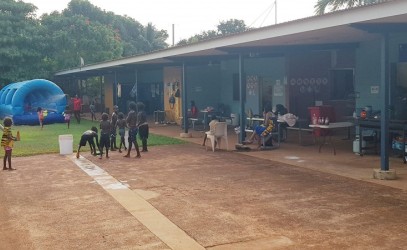 Pool party in Maningrida - slide and water play 
