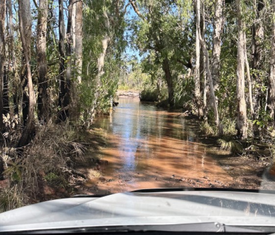 river crossing with vehicle