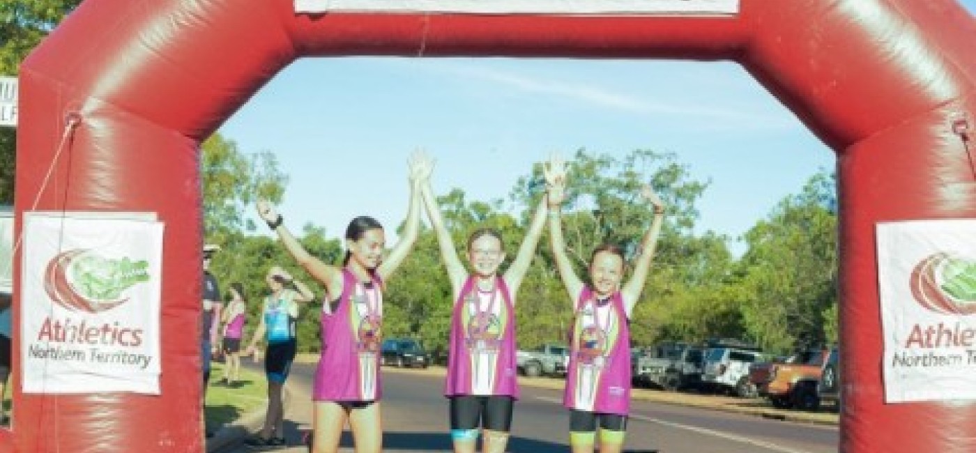 Children at the finish of the Kakadu triathlon