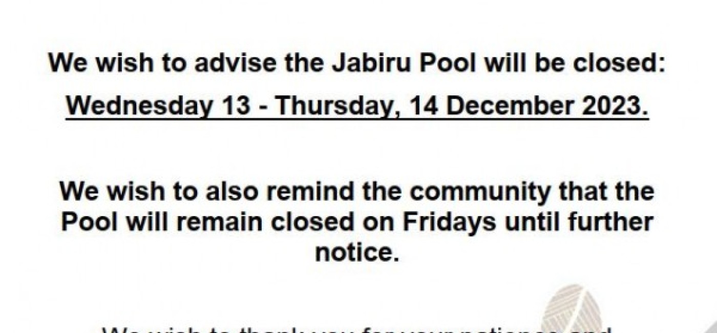 Public notice Jabiru Pool Closure 