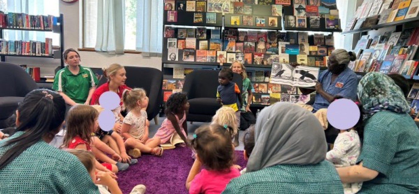 Children listening to stories at the library