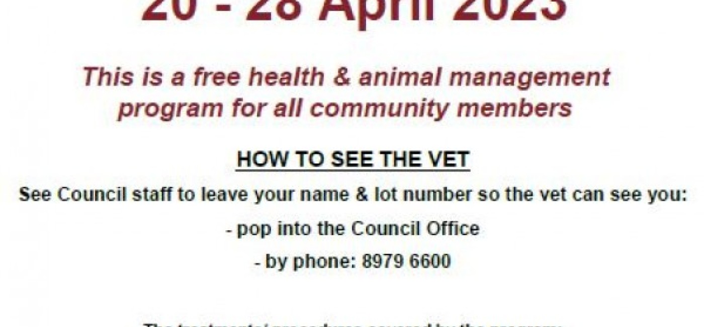 Maningrida Vet vist 20-28 April 