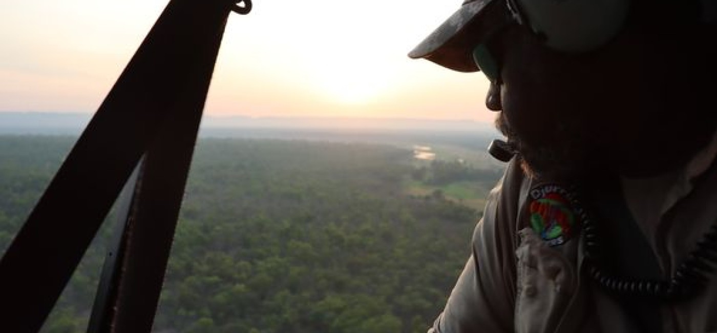 Man looking over Kakadu from a helicopter