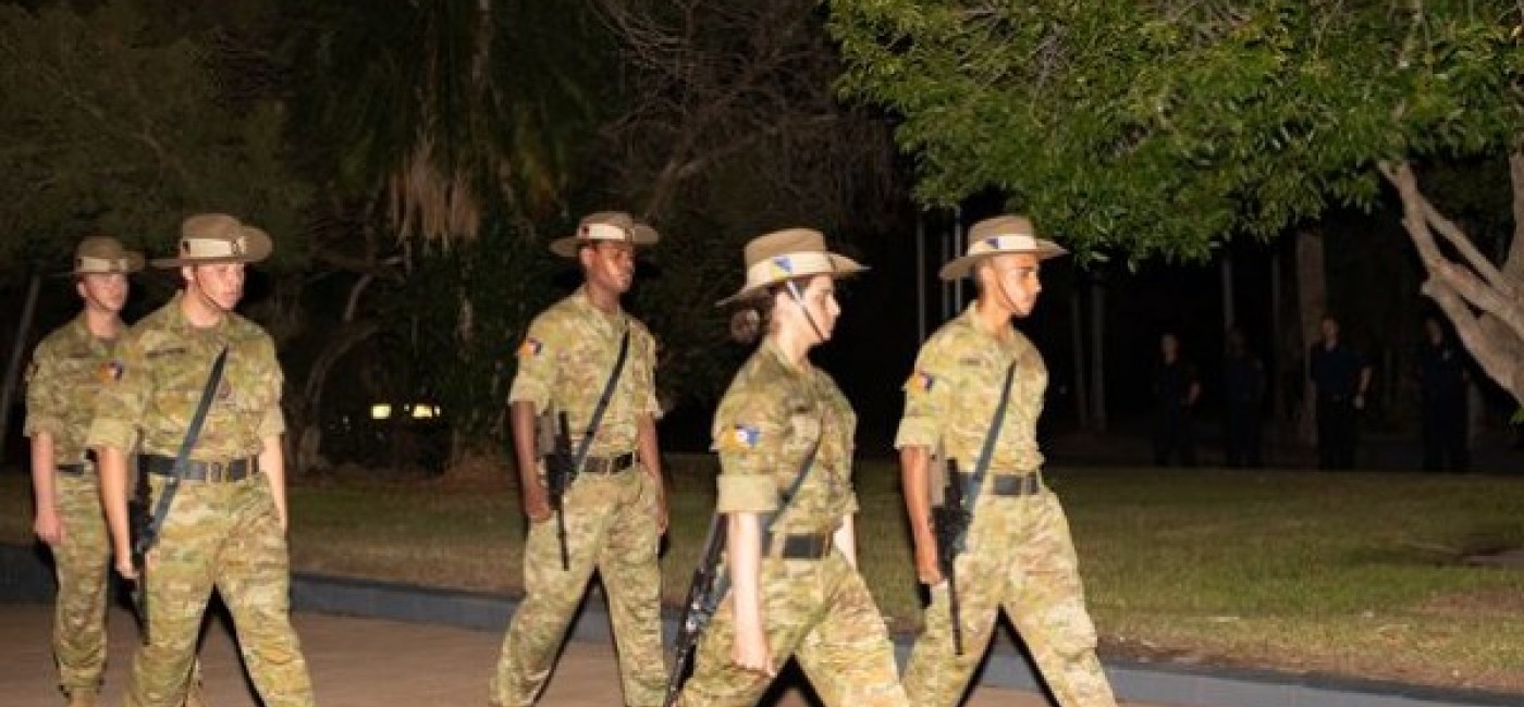 NORFORCE marching in Anzac Day parade Jabiru