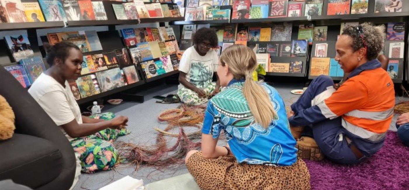 A group of women celebrating International Women's Day in Jabiru Library
