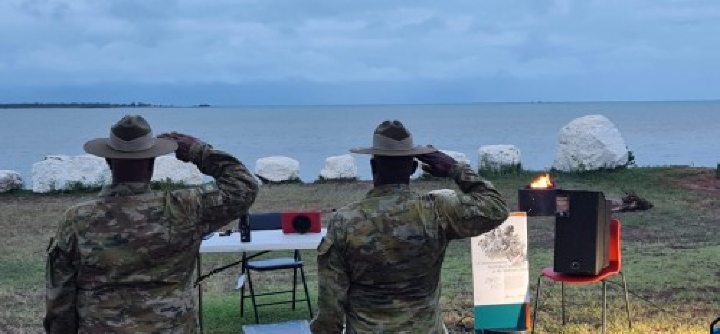 Soliders saluting Anzac Day Warruwi 