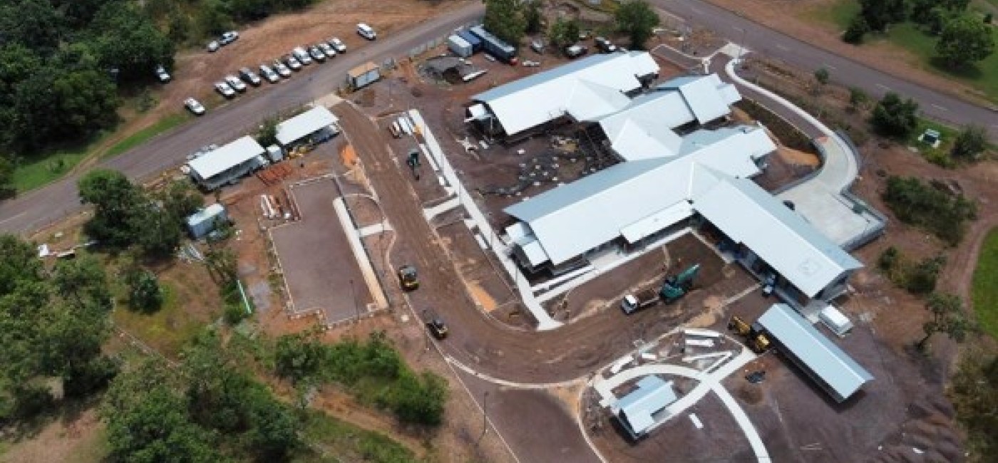 An aerial view of the Jabiru health center