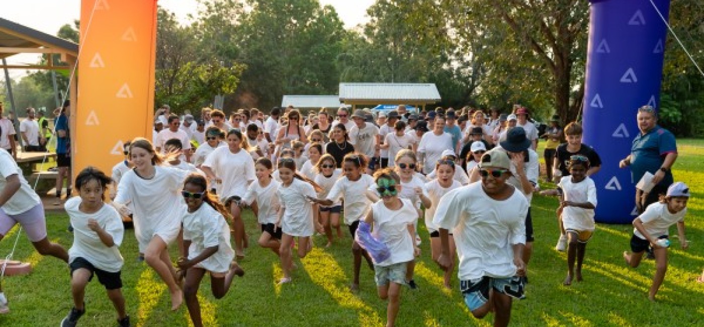 Children excited for the start of the colour fun run