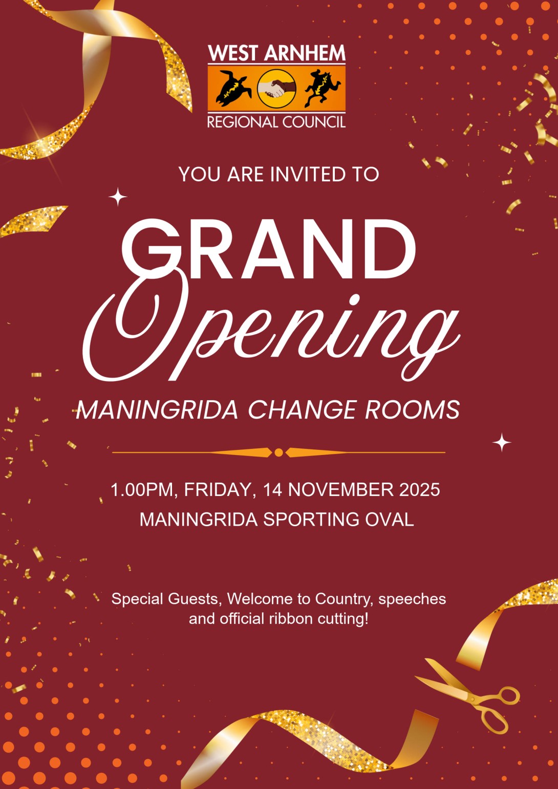 Maningrida Change Rooms Opening Poster