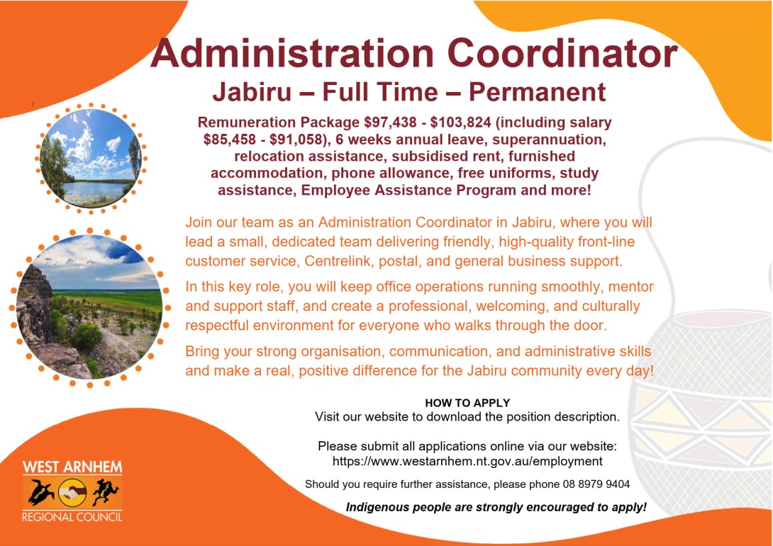 2026.04.02 - Advert - Administration Coordinator - Jabiru.jpg