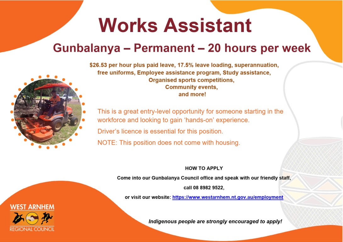 2026.06.26 - Advert - Works Assistant - Gunbalanya