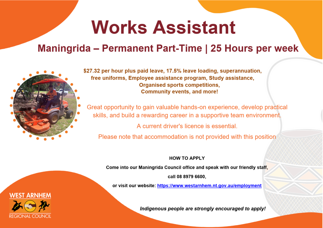 Advert - Works Assistant - Maningrida - 2026.10.30_1.png