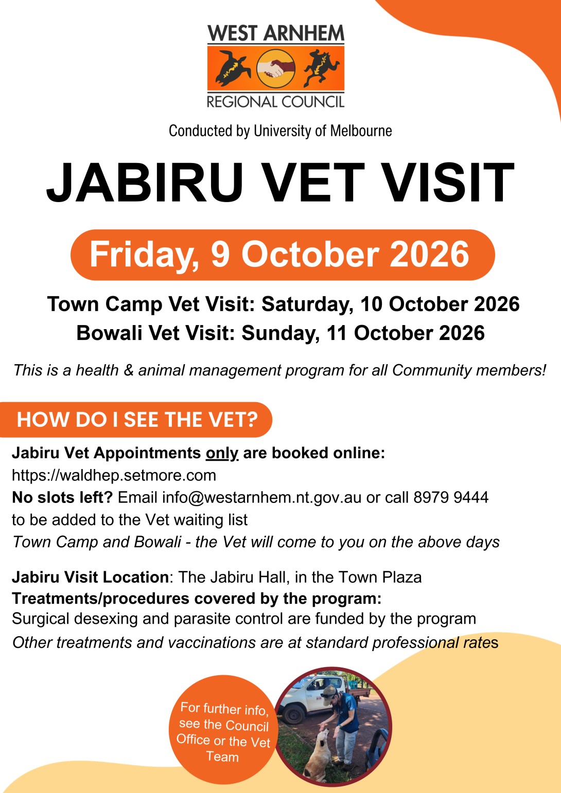 PUBLIC NOTICE - Jabiru Vet Visit - October 2026